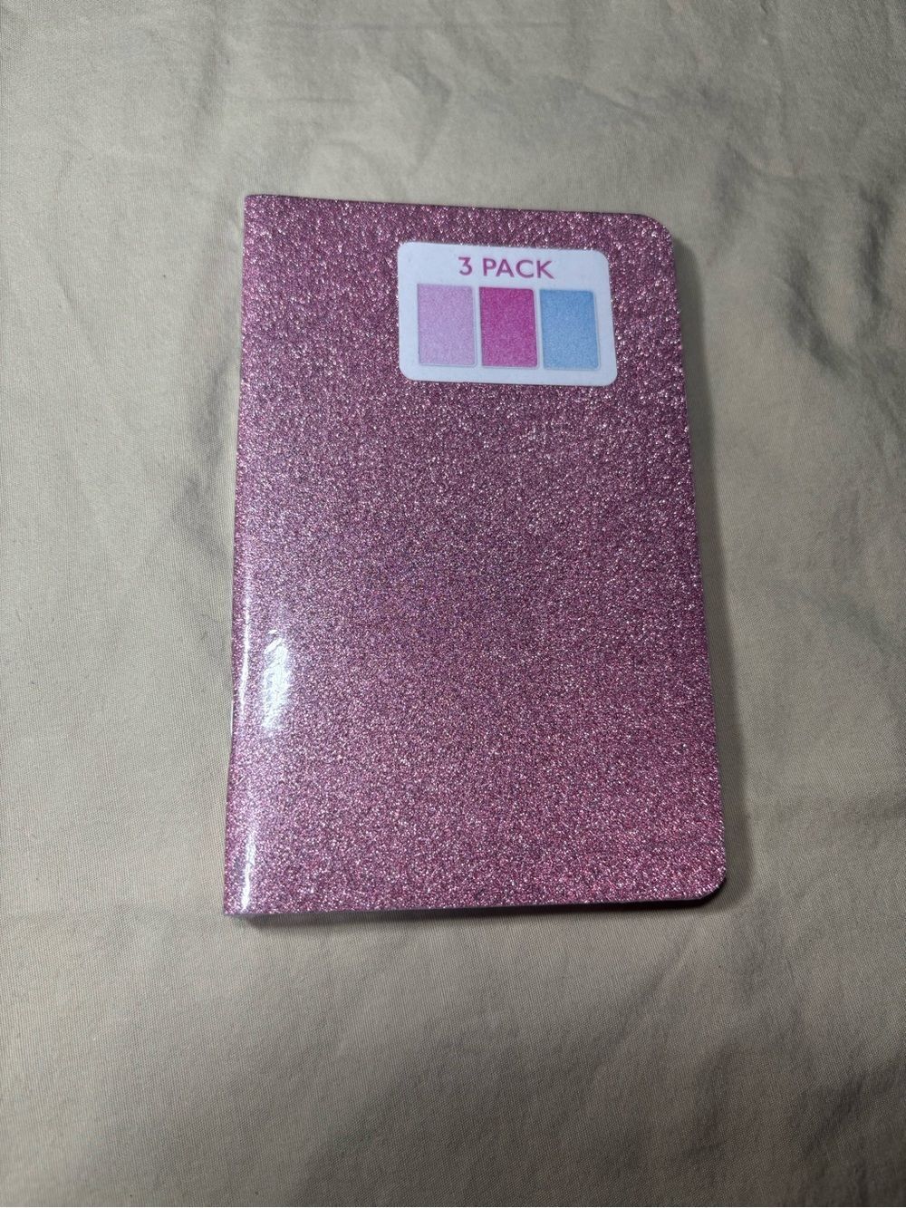 New Glitter Pink Notebooks Set of 3 - Sparkly Journals Diary